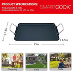 19inch Nonstick Double Griddle Pan, Comales para Tortillas Griddle Pan Burner Skillet with Handles for Stove Top - Coating & Heat Resistant for Frying, Searing, Grilling, Browning