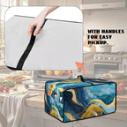 Marble Print Toaster Oven Dust Cover for Kitchen Counter, Heavy Duty Heat-resistant Microwave Oven Protective Cover Air Fryer Covers, Blue & Gold (Large-18.5 * 22.5 * 12.99 inches)