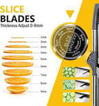 Masthome Adjustable Mandoline Food Slicer, Mandoline Slicer for Kitchen, Stainless Steel Mandolin, Fruit and Vegetable Cutter with Cut-Resistant Gloves and Cleaning Brush-Yellow