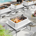 KScocina Chafing Dishes for Buffet, 4 Pack 5QT Square Stainless Steel Chafing Dish Set, Complete Buffet Warmer for Home Parties, Christmas & Catering Events (White)