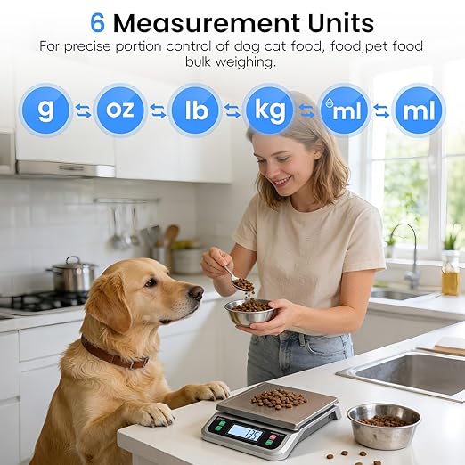 88lb/40kg Food Scale with 6 Unit Stainless Steel Commercial Kitchen Scale, with Full View LCD Display Large Kitchen Scale with Tare and Pcs Funtion for Baking, Cooking, Flour, Fruits Silver