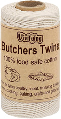 Vivifying Butchers Twine, 328 Feet 3Ply Cotton Bakers Twine, Food Safe Cooking String for Tying Meat, Making Sausage, Trussing Turkey, Roasting and Packing (Beige)