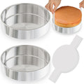 AWTBDP 8 Inch Cake Pan Set of 2, Nonstick Stainless Steel Round Layer Cake Baking Pans with 100PCS Parchment Papers, Circle Cake Pan Tins for Birthday Christmas, Non-Toxic & Healthy, Dishwasher Safe