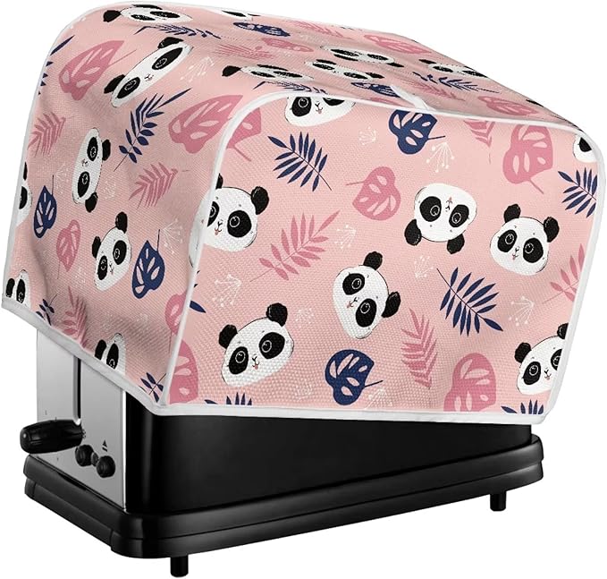 JEOCODY Toaster Cover 2 Slice Pink Panda Print Small Appliance Toaster Cover for Kitchen Keep Toaster Free From Dust And Fingerprint Machine Washable
