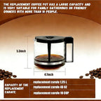 Carafe Compatible With Technivorm 89830 1.25L/40oz Glass Carafe, 10 Cup Carafe Replacement Compatible With Moccamaster KBG/CDG/KBGV Select/CD Series Coffee Machines, Scratch-resistant and durable.