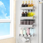 HuggieGems 4 Pack Magnetic Spice Rack Organizer for Refrigerator and Oven, Light Grey Fridge Organizers and Storage for Kitchen