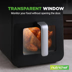 Nutrichef Electric Air Fryer Large 6.3 Quart Capacity | 12-1 Preset Cooking Functions | Includes Tenderizing Function | Digital Display | Transparent Window For Best Cooking Results | Black