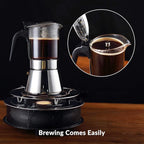 Geesta Premium Crystal Glass-Top Stovetop Espresso Moka Pot - 4/6/ 9 Cups Stainless Steel Coffee Maker- 360ml/12.7oz/9 cup (espresso cup=40ml)