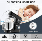Kitchen Stand Mixer, 6.5Qt Household Stand Mixers, 660W 6+P Speed Tilt-Head Electric Dough Mixer, Food Mixers for Daily Use with Dough Hooks, Whisk, Beater