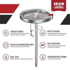 AWLKIM 2 Pack Stainless Steel Meat Thermometer, Safe Leave in Oven, 2.5-in Extra-Large Dial Food Thermometer for Cooking, Temperature Probe for Baking, Steak, Turkey - Kitchen Gadgets - Silver