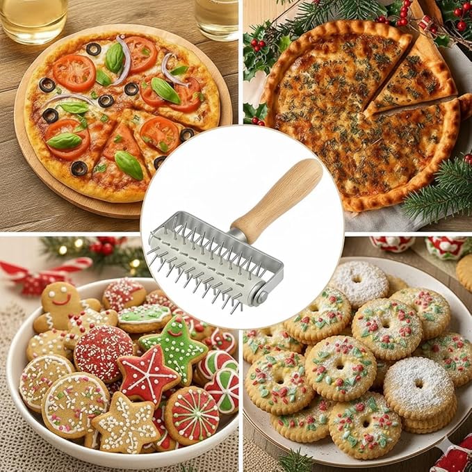 Pizza Dough Docker Roller Stainless Steel, Pin Puncher Dough Hole Maker, Docking Tool for Pizza Pie Cookie Pastry Bread