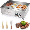 WICHEMI Commercial Electric Griddle 22" 3000W Flat Top Grill Countertop Griddle Stainless Steel Teppanyaki Grill w/Iron Cooking Plate for Restaurant Kitchen, 110V