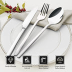 KINGSTONE 30 Pieces Silverware Set, Flatware Cutlery Set for 6, 18/10 Stainless Steel Silverware Utensils Minimalist Design Dishwasher Safe
