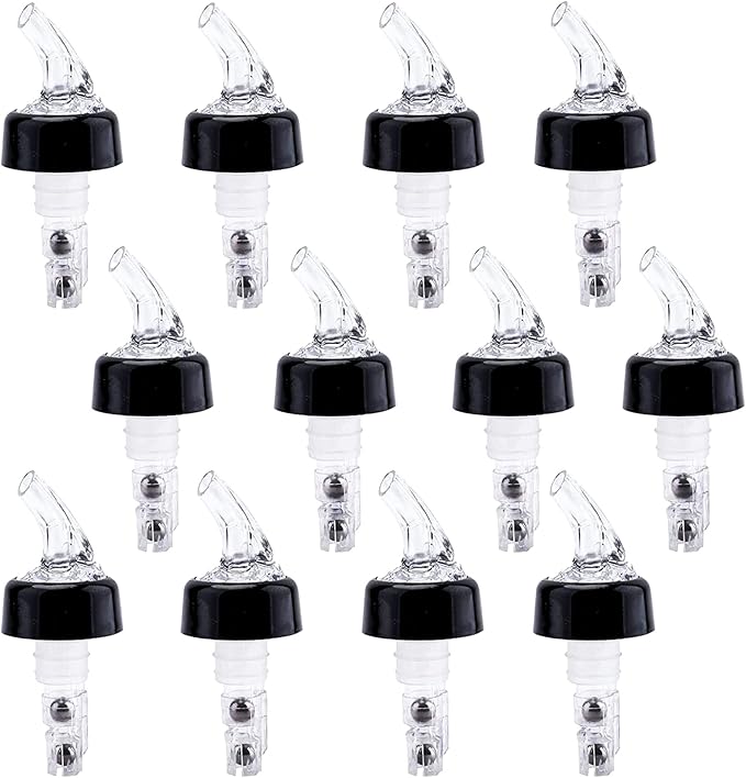 WUWEOT 12 Pack Automatic Measured Bottle Pourer, 1 OZ Leakproof Liquor Bottle Pourers, Quick Shot Spirit Measure Pourer Drinks Wine Cocktail Dispenser for Bartender Home Bar Tools
