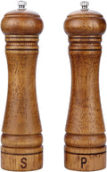 Gulex® Wood Pepper Grinder Pepper Mill,Adjustable Coarseness 8 Inch Wooden Peppermill, Ceramic Grinding Mechanism Salt Mill Refillable (1 pack) (Dark-2PC)