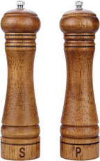 Gulex® Wood Pepper Grinder Pepper Mill,Adjustable Coarseness 8 Inch Wooden Peppermill, Ceramic Grinding Mechanism Salt Mill Refillable (1 pack) (Dark-2PC)