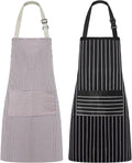 Syntus Apron for Men Women, Adjustable Cooking Kitchen Chef Aprons with 2 Pockets, Cotton/Polycotton/Polyester