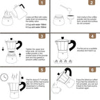 Aluminum 6 Cup 300ml Moka Pot Express Coffee Maker Stovetop Espresso Colorful Coffeemaker Italian Classic Style Brewing Greca Cafe Mocha Machine for Cafeteras Lover Camping Travel and Home Use 10oz