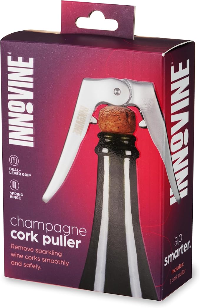 Innovine Champagne Opener, Dual Lever Grip Sparkling Wine Opener for Effortless Cork Removal Perfect for Housewarming, Birthday, Wedding, Home Bar, Kitchen, Bar Cart Accessories, Set of 1
