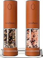 ThermoMaven Electric Salt and Pepper Grinder Set, 110ml Larger Rechargeable Automatic Salt and Pepper Mill Grinder with 6 Adjustable Coarseness, Electric Salt and Pepper Shakers, LED, Burnt Orange