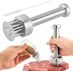 Stainless Steel Meat Tenderizer Tool, 21 Sharp Needles, Chicken Meat Tenderizer, Tenderizing Steak, Beef, Chicken, Pork, Barbecue, Marinating Prep Tool, with Cleaning Brush and Seasoning Jars