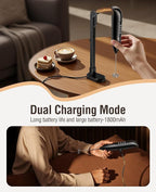 Dynooper Electric Milk Frother Handheld: coffee frother rechargeable 3 in 1 - LED Display, Wireless Charging - 3 Speeds, Stainless Steel Whisk for Latte, Cappuccino - Bright Grey