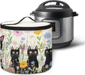 Black Cat Electric Pressure Cooker Storage Bag Wildflower Kitchen Appliance Protective Pressure Cooker Insulation Bag for Women