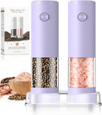 Salt and Pepper Grinder Set Gifts for Women Automatic Battery Pepper Mill Shakers Kitchen Accessories Cooking for Mom, Adjustable Coarseness Salt Pepper Shakers Family Gifts Ideas