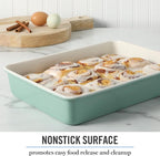 Martha Stewart Gallen 13 x 9 Inch Rectangular Nonstick Carbon Steel Cake and Baking Pan – Teal, Durable Bakeware for Even Cooking and Easy Release