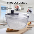 Salad Spinner Large, Fruit Washing Bowl with Strainer, Quick and Easy Use Lettuce Spinner, Fruits and Vegetables Washer, Lettuce Salad Dryer, Kitchen Essentials (4L/4.23Qt)