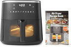 Amazon Basics 4.4-Quart Air Fryer with Easy View Window, 8 Preset Menus, 1400W, Black