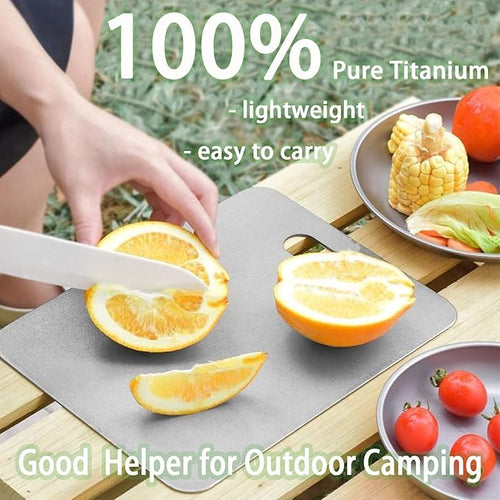 100% Pure Titanium Cutting Board Set of 2, Food-Grade Titanium Cutting Boards for Kitchen Dishwasher Safe, Double-Sided Metal Charcuterie Chopping Board Mat for Meat, Cheese & Fruit (L+XL)
