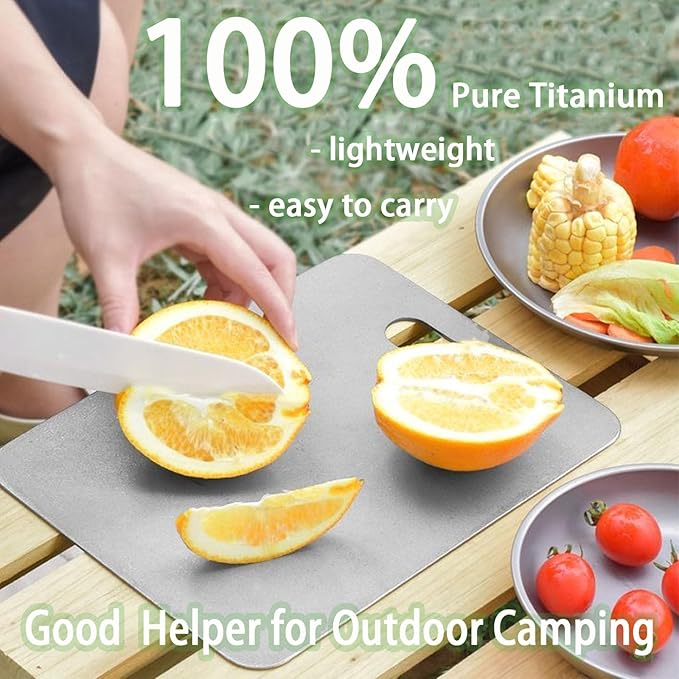 100% Pure Titanium Cutting Board Set of 2, Food-Grade Titanium Cutting Boards for Kitchen Dishwasher Safe, Double-Sided Metal Charcuterie Chopping Board Mat for Meat, Cheese & Fruit (XL+XL)