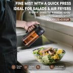 LAKUMIQI 2-in-1 Olive Oil Sprayer for Air Fryer – 16oz Glass Oil Dispenser & Cooking Oil Mister – Spray & Pour Bottle, Non-Aerosol, Leak-Resistant, for Salad, BBQ, Kitchen