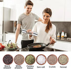 Salt and Pepper Shakers Grinder Set,2 in 1 Salt Grinder Refillable,Salt Shaker,Pepper Grinder（Stainless Steel - 8.7 Inch)