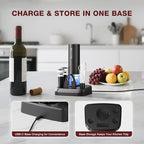 Electric Wine Opener Set, 7-in-1 Wine Gift Set with Charging Base, Foil Cutter, Aerator Pourer, 2 Vacuum Stoppers, Automatic Corkscrew, Wine Saver Kit, Holiday Christmas Gift for Men & Women