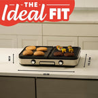 Gourmia 3-in-1 Indoor Grill & Griddle Electric Combo – Dual Independent Cooking Zones, Reversible Nonstick Ceramic Plates, XL Cooking Surface, 250–400°F Adjustable Temp, Dishwasher Safe