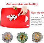 Liflicon Silicone Thick Cutting Boards Mats Set of 3pcs Foldable & Flexible Design Juice Grooves Easy Grip Handle Dishwasher Safe for Kitchen,BPA free Silicone Cutting Boards/Mats-Red