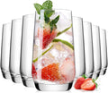 16.2oz Drinking Glasses Set of 8, Tall Water Highball Glasses, Unique Design Lead-Free Crystal Glassware, Glass Cups for Mojito and Mixed Drink Cocktail Glass Set