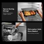 Glass Air Fryer Non Toxic, 6.3QT & 4.4QT Air Fryer with Dual Glass Baskets with Lids, 8-in-1 Portable Air Fryers Cristal, PFOA & PFAS-Free, Dishwasher Safe, Ideal Kitchen Gift