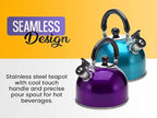 Stainless Steel Stovetop Whistling Tea Kettle 3 Liter (3-Quart) Classic Teapot with Ergonomic Handle, Works on Induction Cooktops-Turquoise, Pack of 12