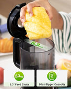 TUUMIIST Juicer Machines, Cold Press Juicer with 5.3" Extra Large Feed Chute Fit Whole Fruits & Vegetables Easy to Clean, High Juice Yield, BPA Free (Black)