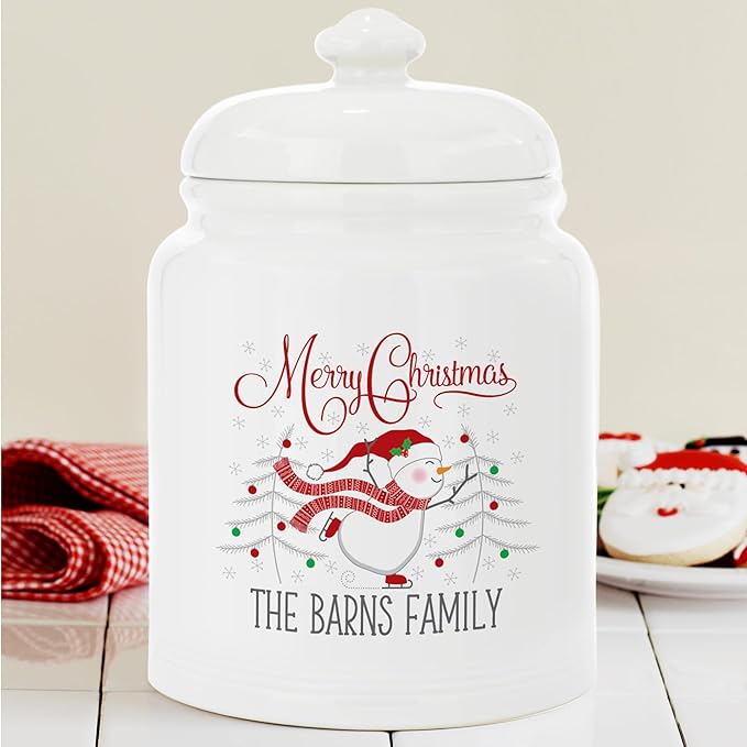 Let's Make Memories Personalized Christmas Joy Family Cookie Jar - For Her- Kitchen Christmas Décor