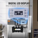 VEVOR 1850W Commercial Soft Ice Cream Machine 3 Flavors 5.5 to 8.2Gallon per Hour PreCooling at Night Auto Clean LCDPanel for Restaurants Snack Bar, Sliver