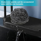 Kitchen Sink Rack Tray Organizer Stand for Sponge, Dish Cloth, Rag, Brush, Scrubber Storage and Organization (Black)
