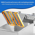 TOPKITCH 6.3Qt Electric Fryer with Oil Drain,30 Minutes Timer,Stretch forming oil tank,Lid and Solid Wire Mesh Basket,Light Duty Commercial Electric Countertop Deep Fryers-120V,1800W