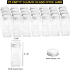SpaceAid Spice Rack Organizer with 28 Spice Jars, 386 Spice Labels, Chalk Marker and Funnel Set for Cabinet, Countertop, Pantry, Cupboard or Door & Wall Mount - 28 Jars, 13.4" W × 10.8" H, White
