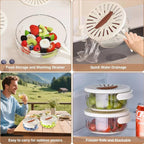 Multifunctional Fruit Washing Bowl,2 in 1 Drainer and Strainer,Foldable Handle Drain Basket with Lid,Kitchen Colanders & Food Strainers, Suitable for Washing Fruits and Vegetables