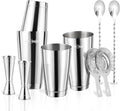 Boston Cocktail Shaker, 8-Piece Professional Shaker Set, Stainless Steel Bar Tools Set with Boston Shaker, Bar Spoon, Jigger, Hawthorne Strainer, Dishwasher Safe, Ideal Bartender Kit for Bar