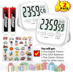 AyayaBoss 2-Pack Magnetic Kitchen Timers for Cooking, Digital Stop Watch Countdown Timer for Kids, Teachers, Classroom, Office, Exercise - Battery Included